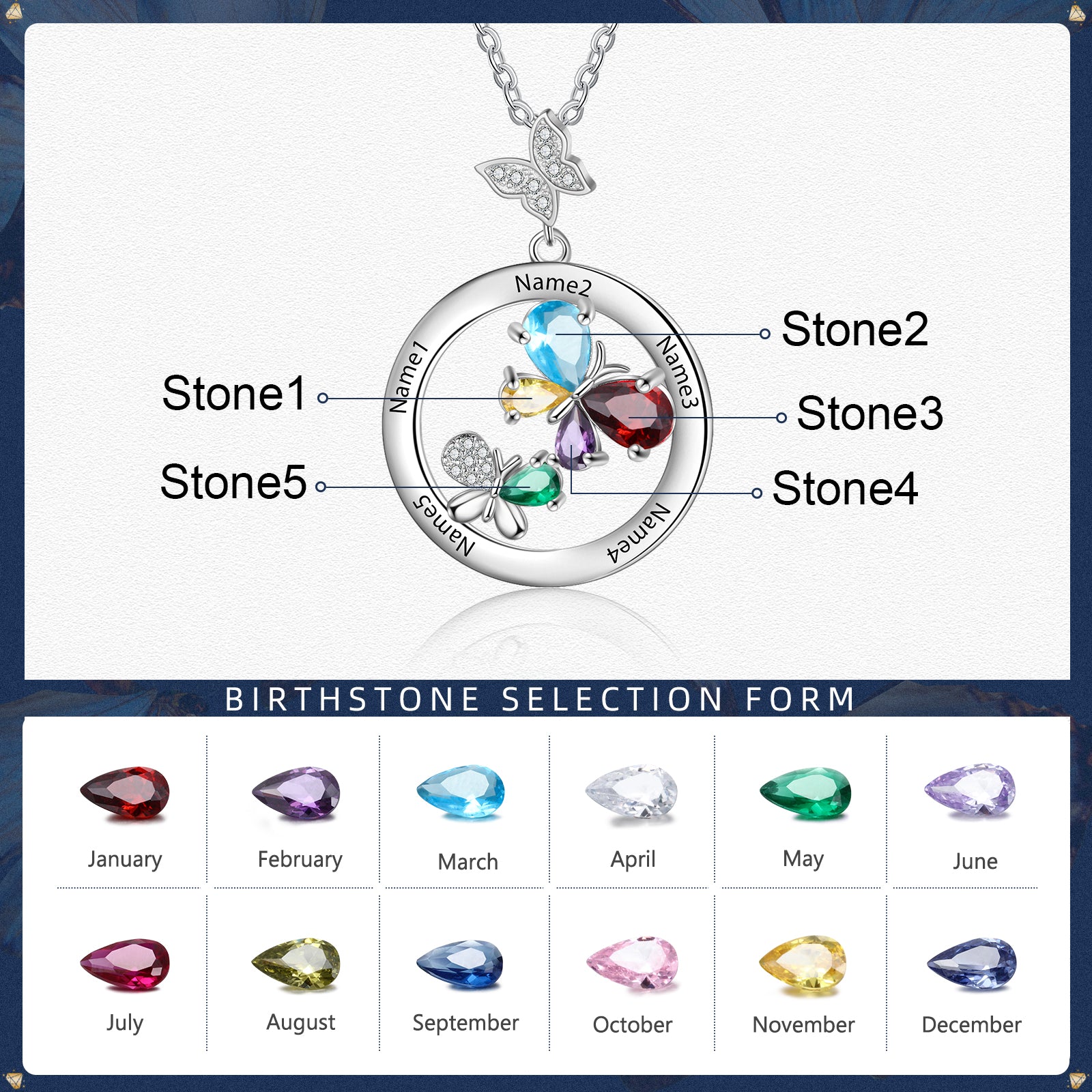 Personalized Rhodium plated Necklace