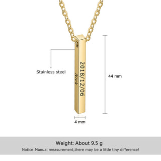 Personalized Sainless Steal Vertical Bar Necklace