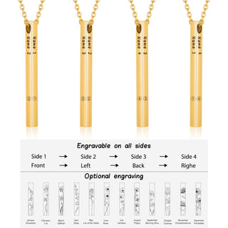 Personalized Sainless Steal Vertical Bar Necklace