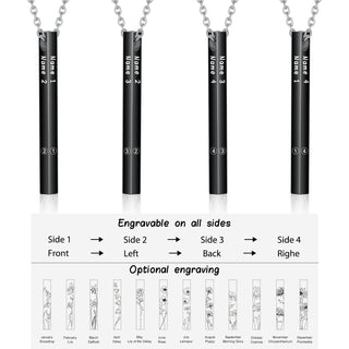Personalized Sainless Steal Vertical Bar Necklace