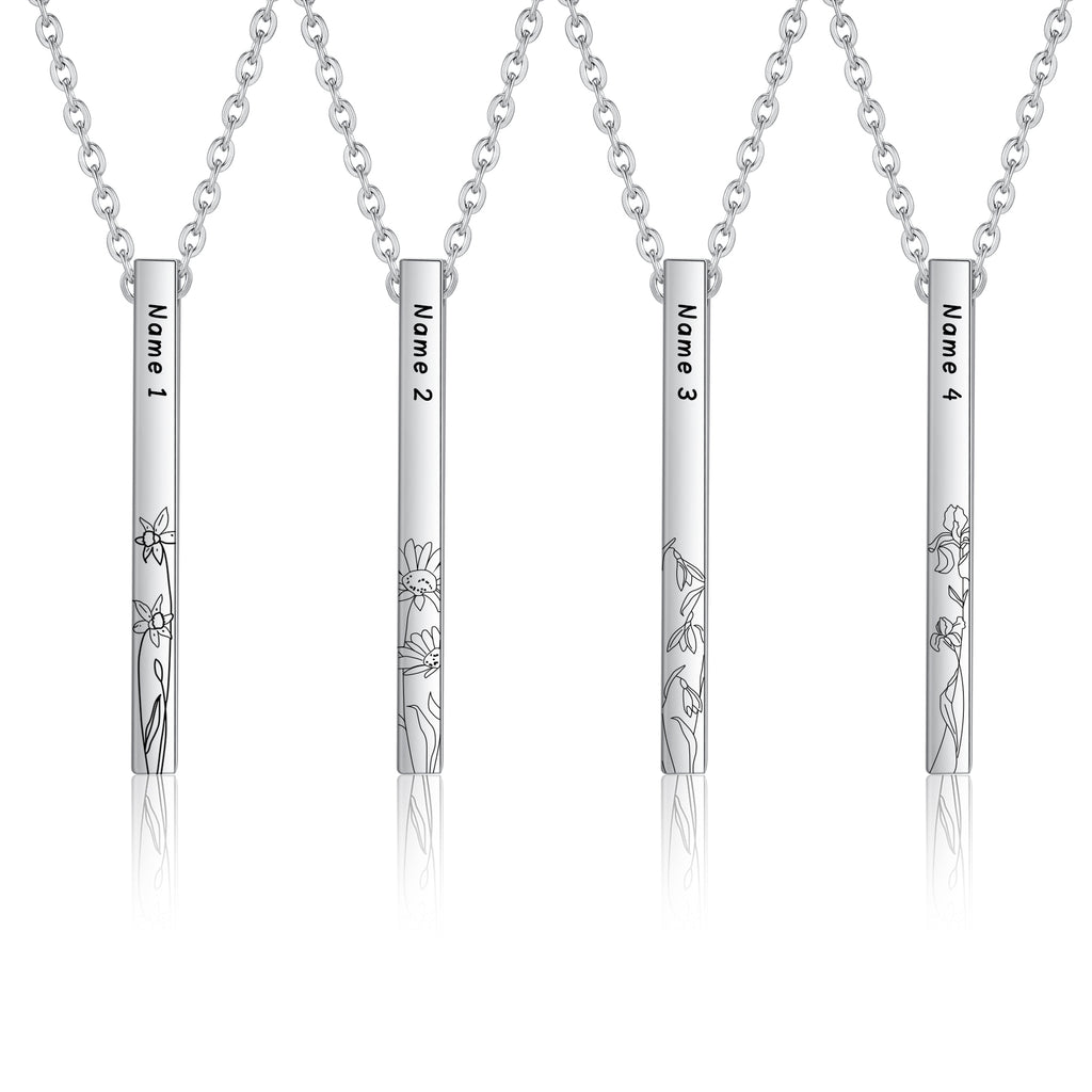 Personalized Sainless Steal Vertical Bar Necklace