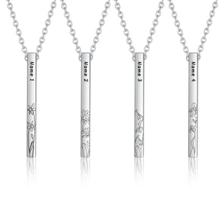 Personalized Sainless Steal Vertical Bar Necklace