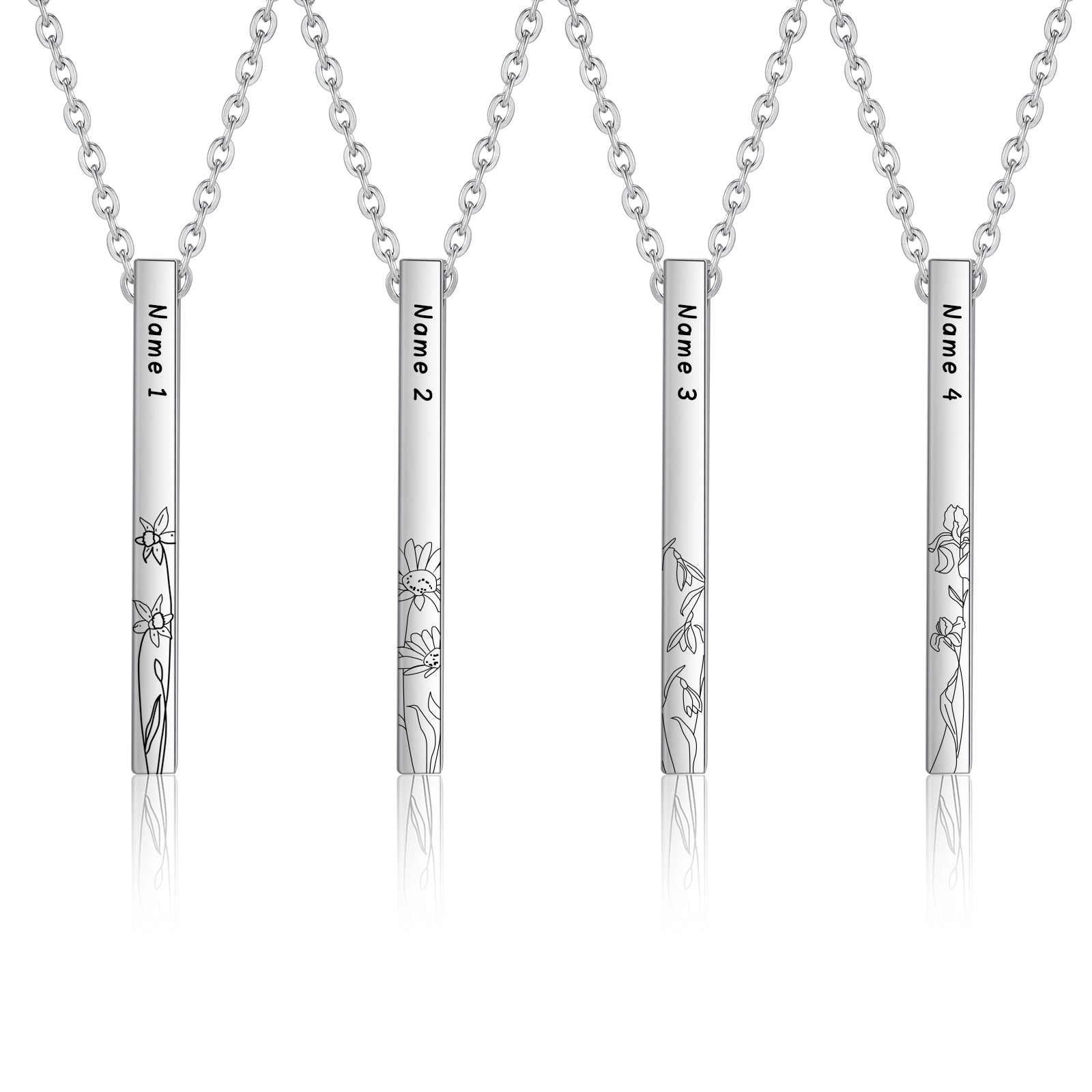 Personalized Sainless Steal Vertical Bar Necklace