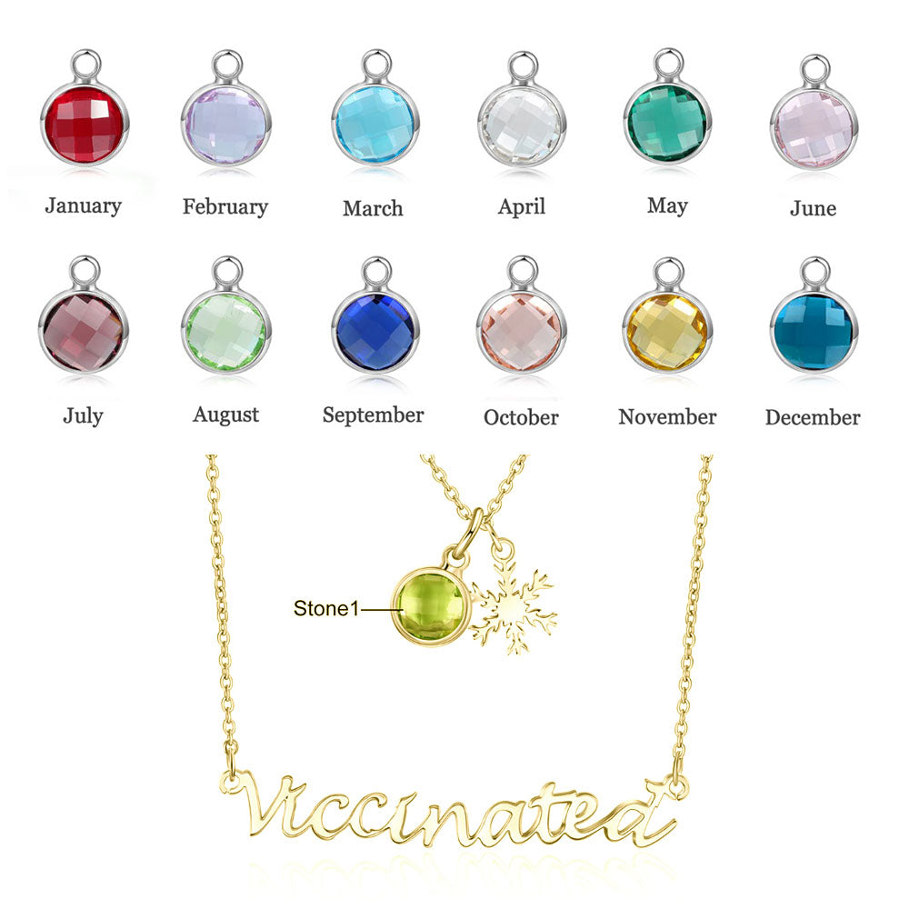 Rhodium Plated Vaccination Name Necklace