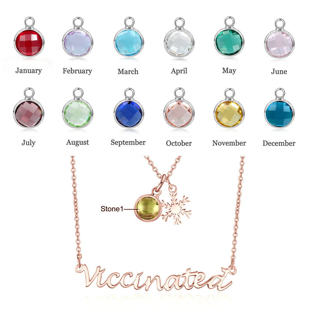Rhodium Plated Vaccination Name Necklace