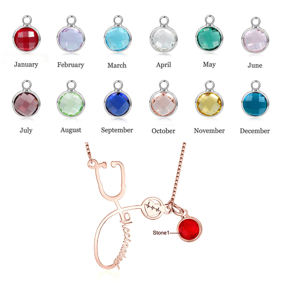 Rhodium Plated Vaccination Name Necklace