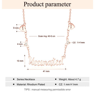 Personalized Rhodium Plated Vaccination Name Necklace