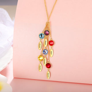 Rhodium Plated Wtaer Drop Birthtsone Necklace