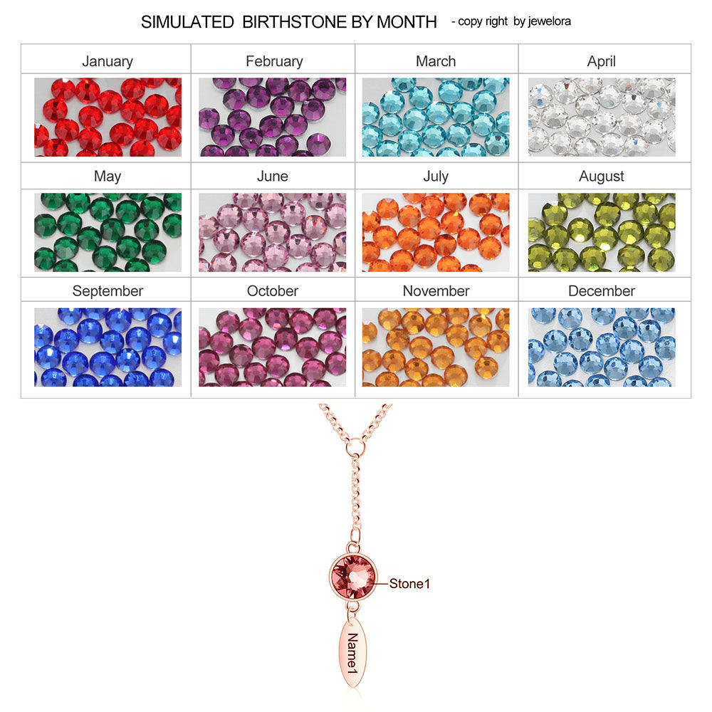 Rhodium Plated Wtaer Drop Birthtsone Necklace