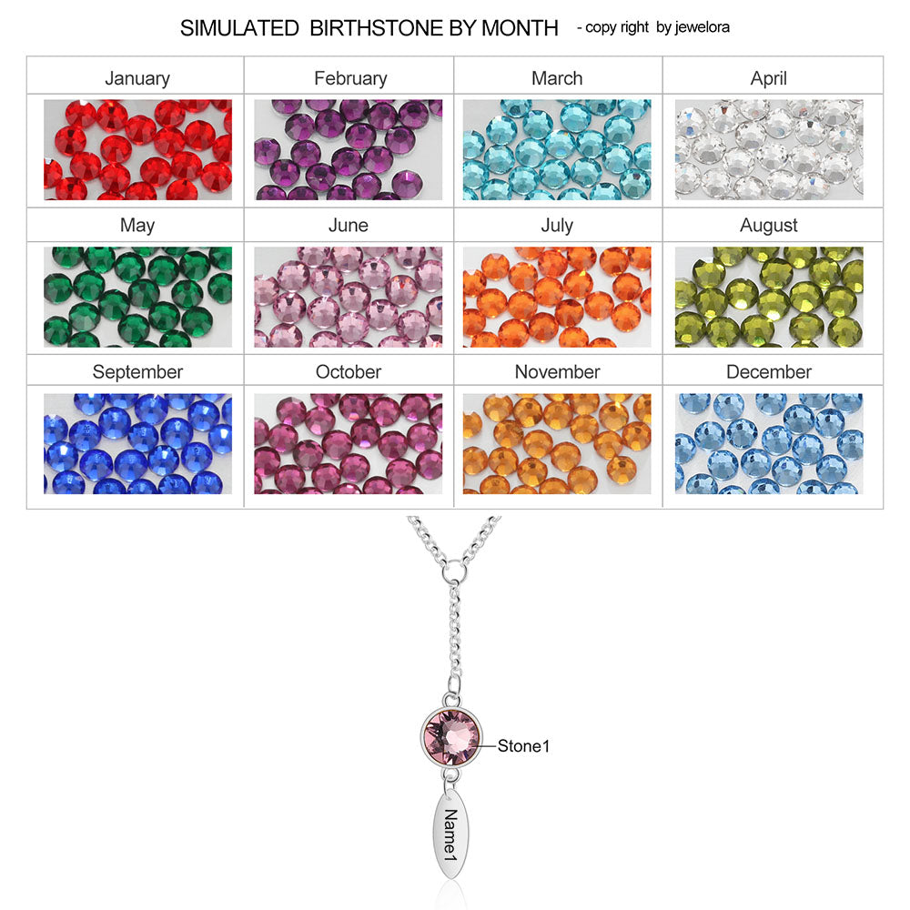 Rhodium Plated Wtaer Drop Birthtsone Necklace