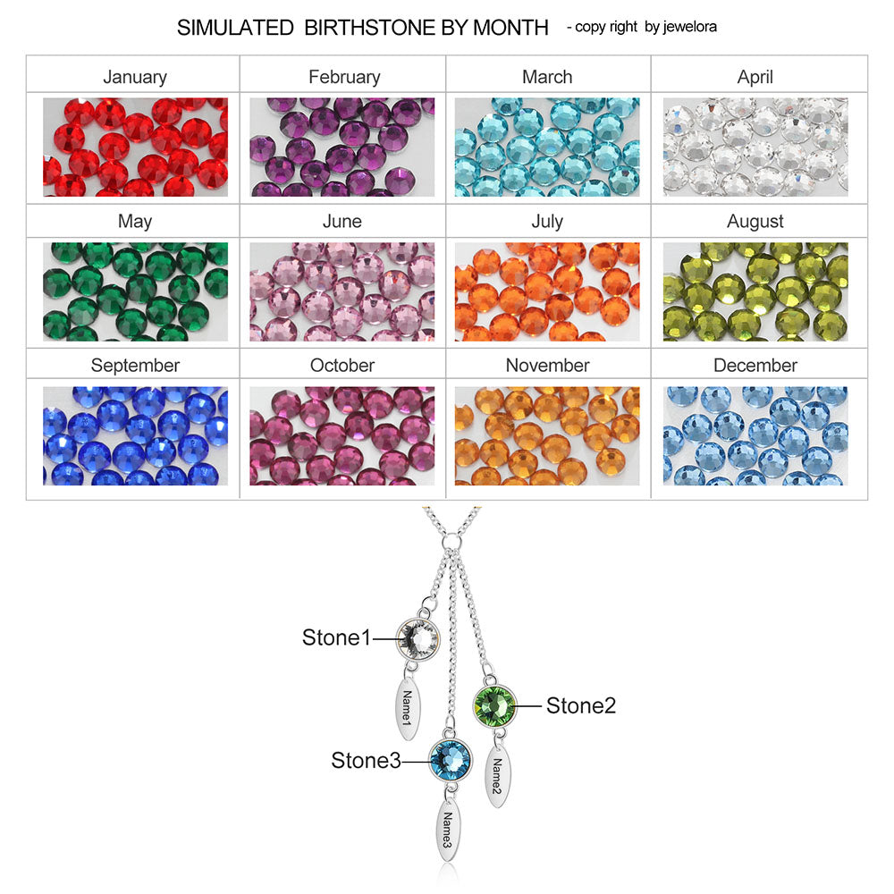 Rhodium Plated Wtaer Drop Birthtsone Necklace