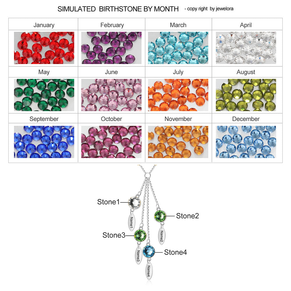 Rhodium Plated Wtaer Drop Birthtsone Necklace