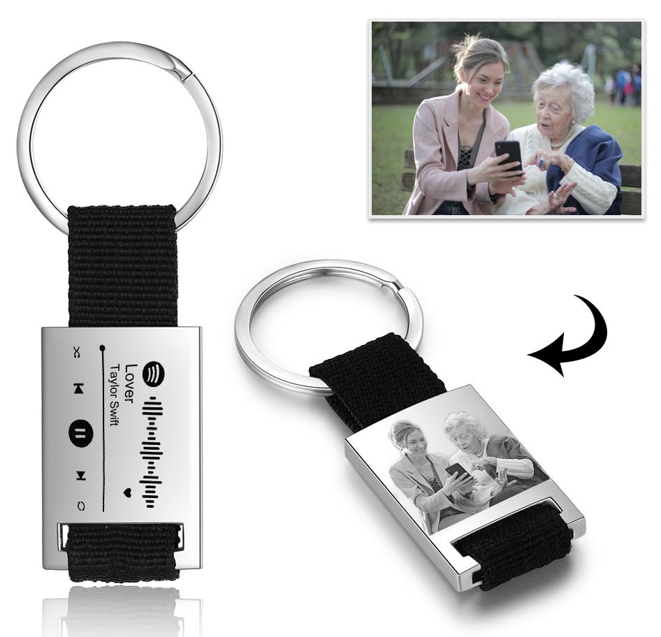 Personalized Stainless Steel Spotify Keychain