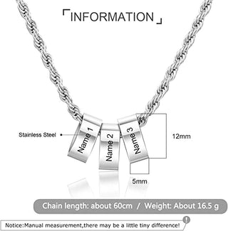Engraving Stainless Steel Charm Bead Necklace