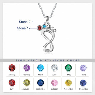 Engraved Rhodium Plated Baby Feet Necklace