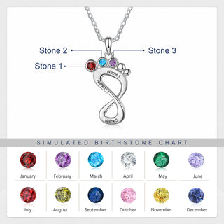 Engraved Rhodium Plated Baby Feet Necklace