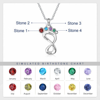 Engraved Rhodium Plated Baby Feet Necklace