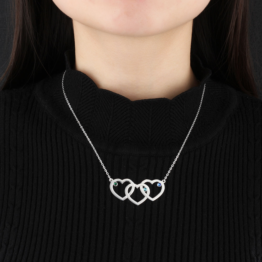 Custom Hearts Necklace with Birthstones