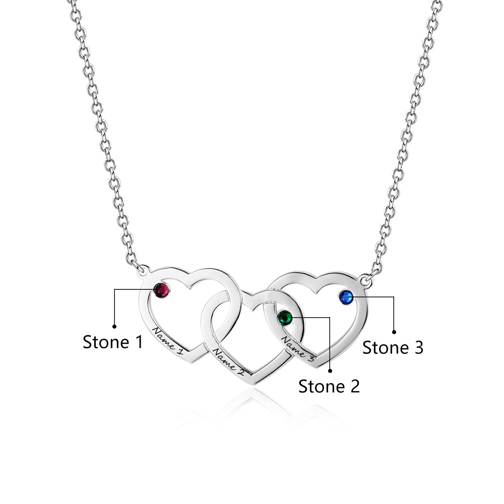 Custom Hearts Necklace with Birthstones