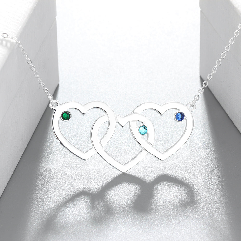 Custom Hearts Necklace with Birthstones