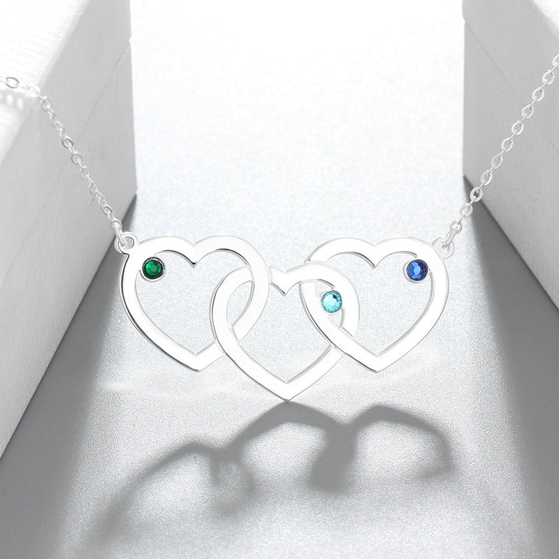 Custom Hearts Necklace with Birthstones