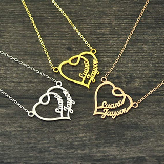 Custom Name Couple Heart Necklace