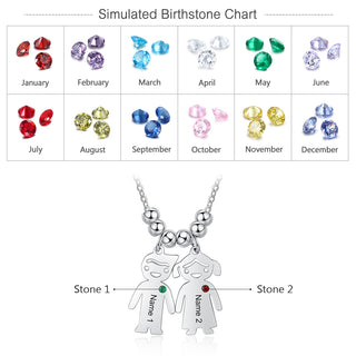 Birthstone & Engraved Stainless Steel Necklace