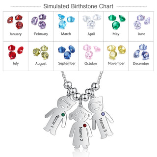 Birthstone & Engraved Stainless Steel Necklace