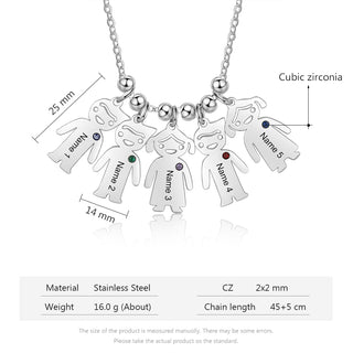 Birthstone & Engraved Stainless Steel Necklace