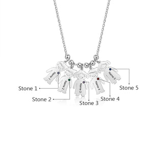 Birthstone & Engraved Stainless Steel Necklace