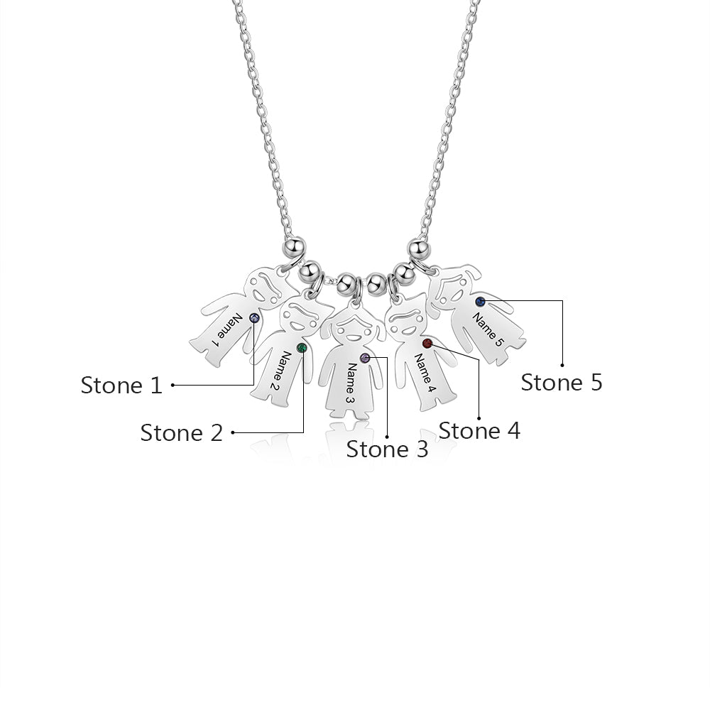 Birthstone & Engraved Stainless Steel Necklace