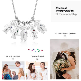 Birthstone & Engraved Stainless Steel Necklace