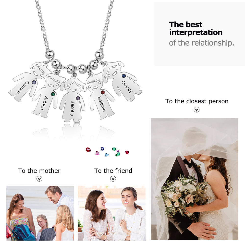 Birthstone & Engraved Stainless Steel Necklace