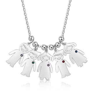 Birthstone & Engraved Stainless Steel Necklace