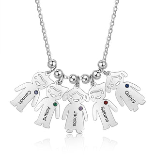 Birthstone & Engraved Stainless Steel Necklace