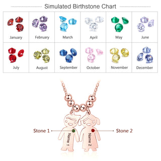 Birthstone & Engraved Stainless Steel Necklace