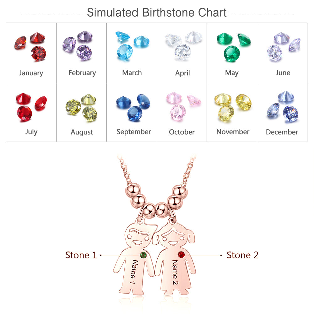 Birthstone & Engraved Stainless Steel Necklace