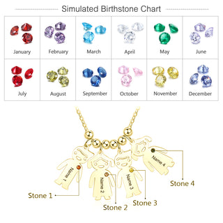 Birthstone & Engraved Stainless Steel Necklace