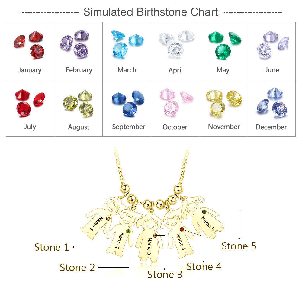 Birthstone & Engraved Stainless Steel Necklace