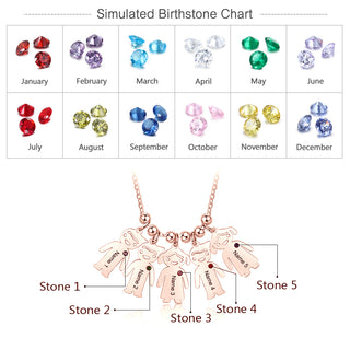 Birthstone & Engraved Stainless Steel Necklace