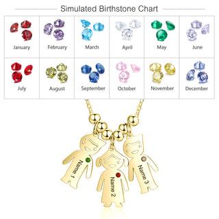 Birthstone & Engraved Stainless Steel Necklace