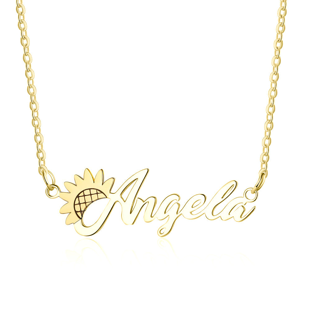 Personalized Rhodium Plated Cuatom Name Necklace