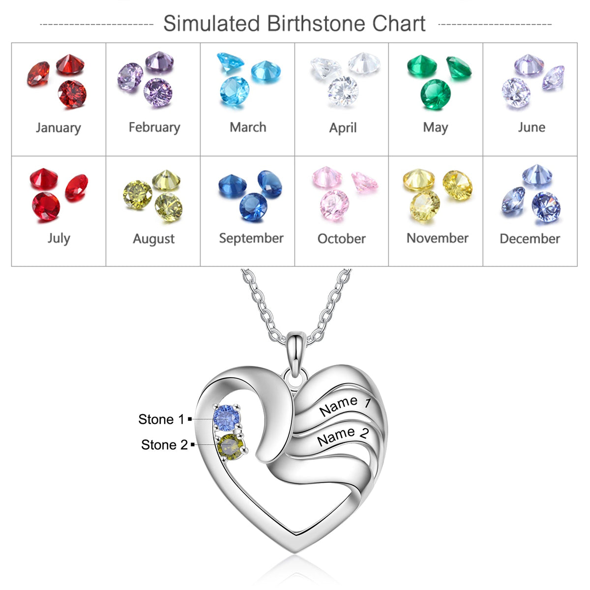 Copper Birthtsone Heart Shape Necklace