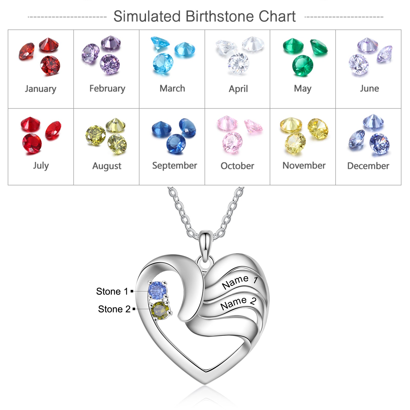 Copper Birthtsone Heart Shape Necklace