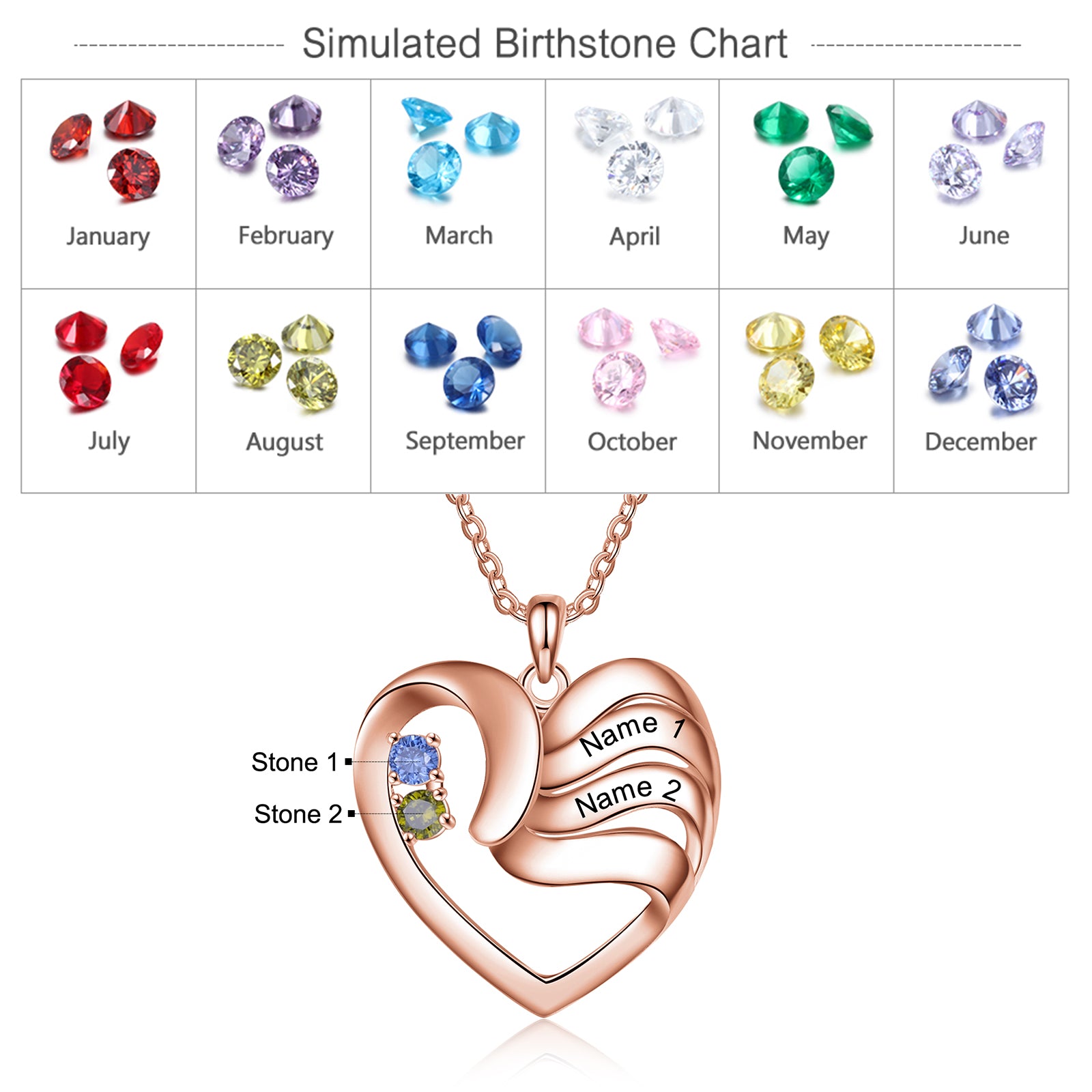 Copper Birthtsone Heart Shape Necklace
