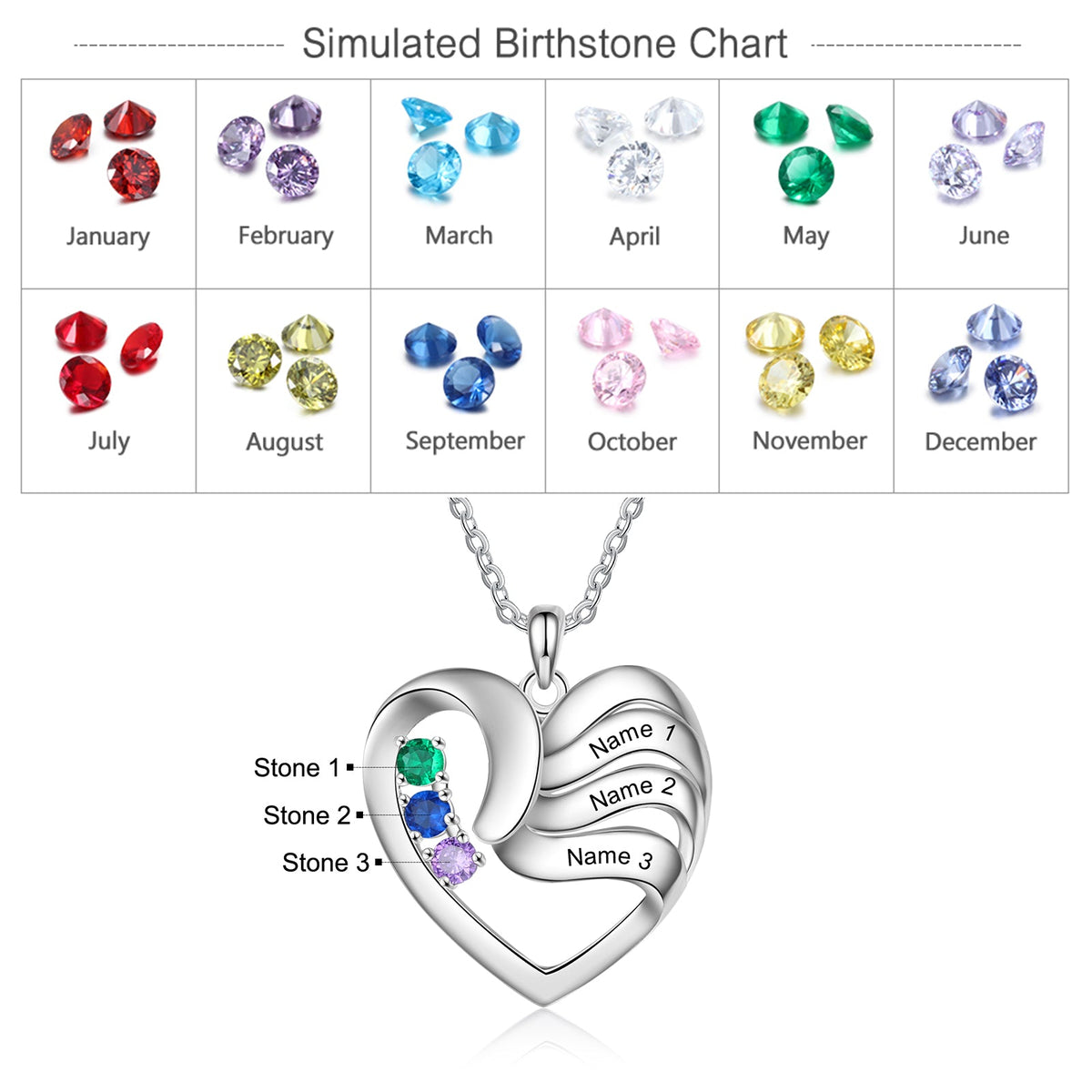 Copper Birthtsone Heart Shape Necklace