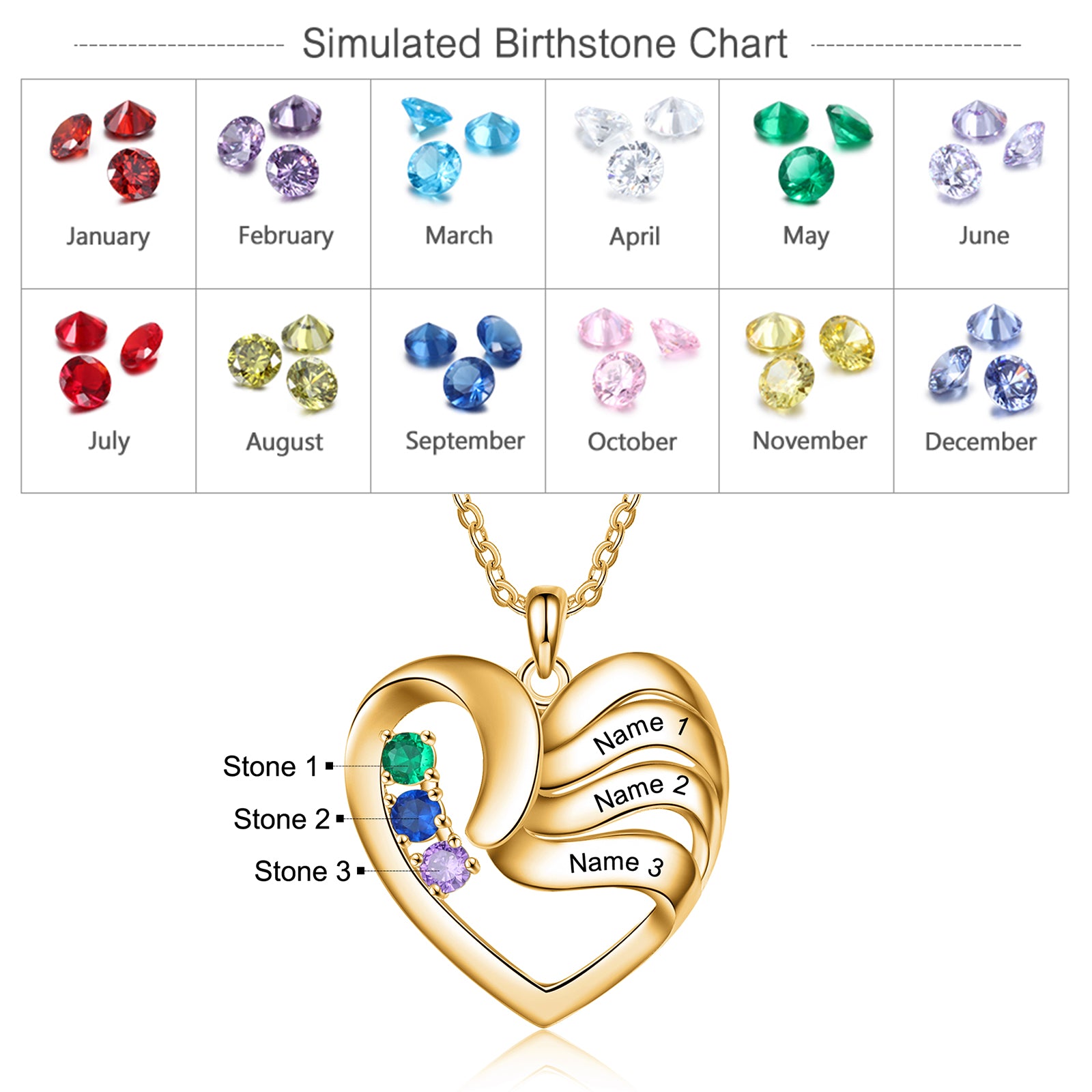 Copper Birthtsone Heart Shape Necklace