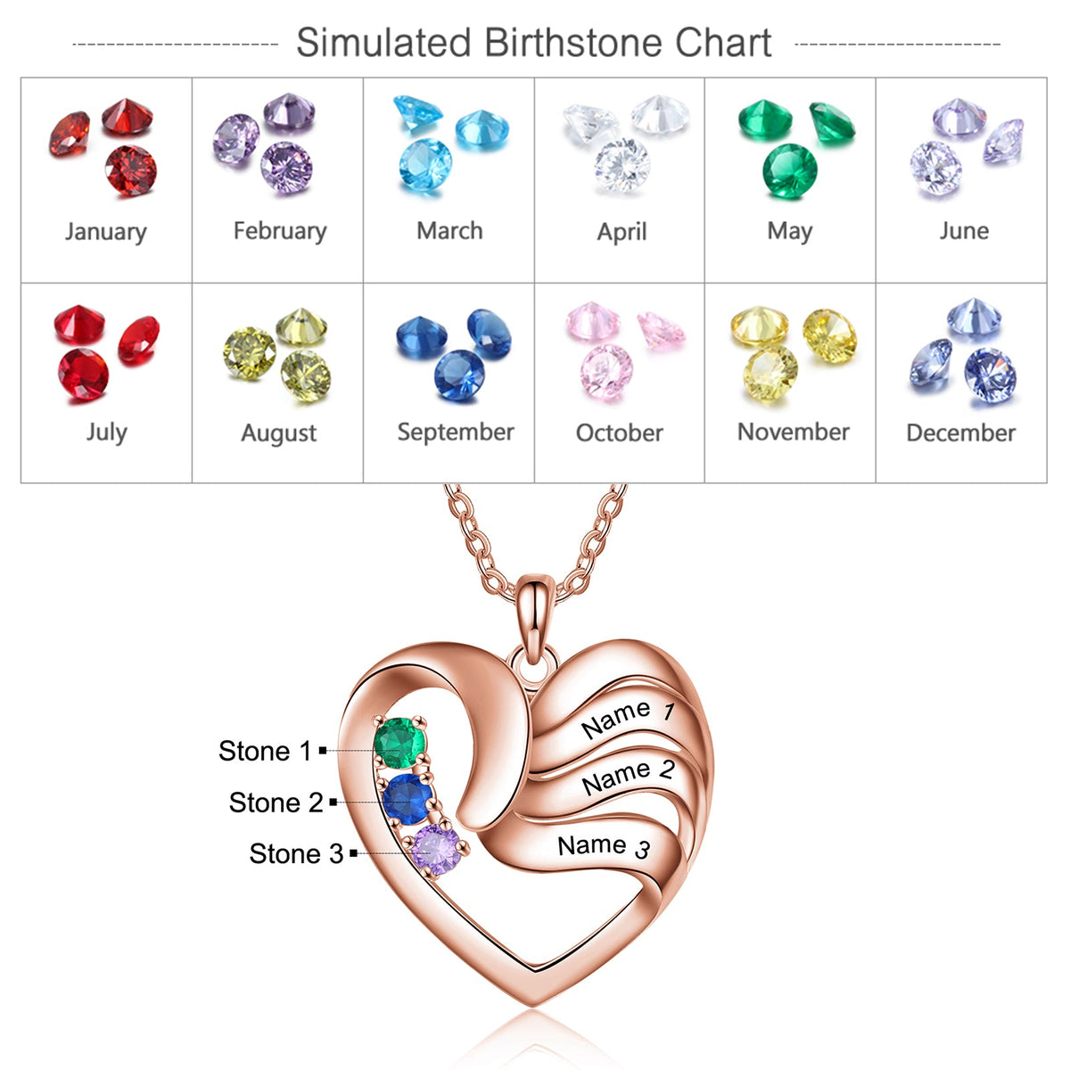 Copper Birthtsone Heart Shape Necklace