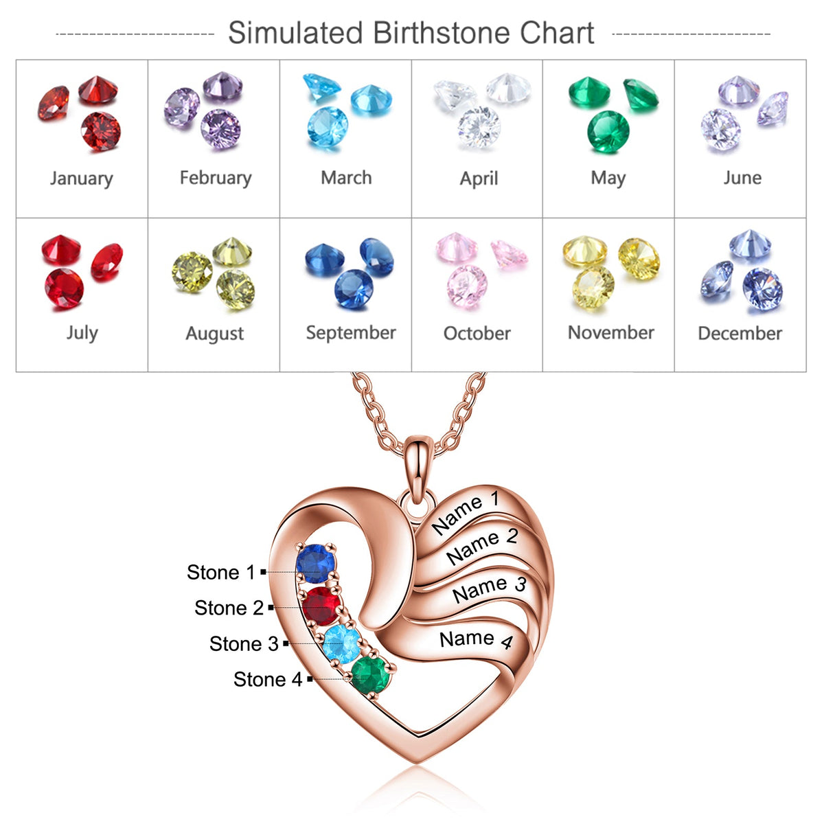 Copper Birthtsone Heart Shape Necklace