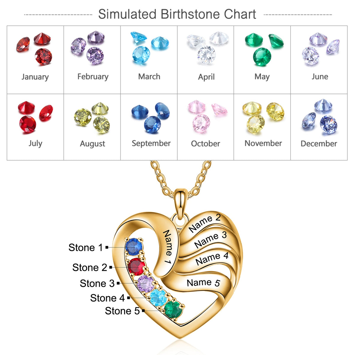 Copper Birthtsone Heart Shape Necklace
